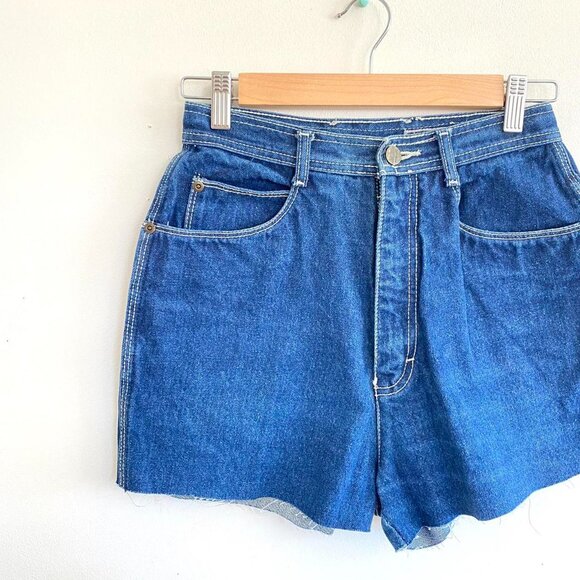 BON JOUR VINTAGE CUT OUT HIGH WAISTED JEAN DENIM SHORTS SIZE 25 - Picture 3 of 7